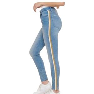Garage Jeans Sz Junior 1 Skinny High Rise Ankle Side Striped Denim Raw Hem